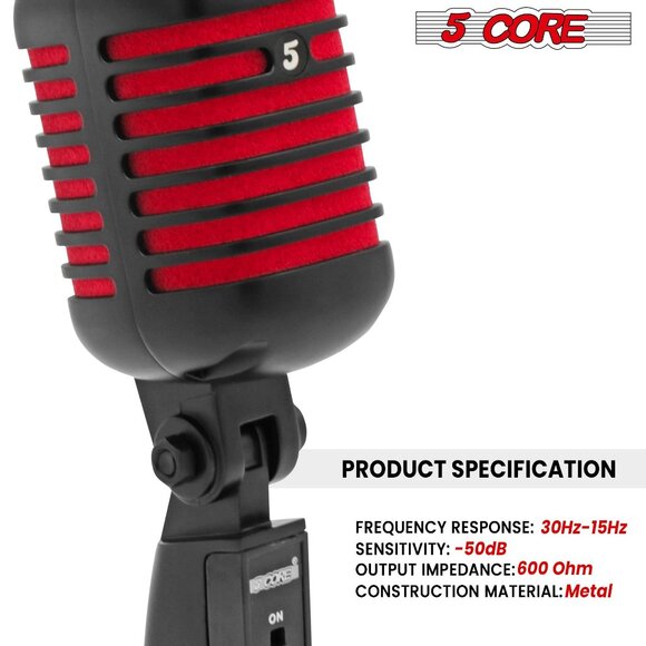 5Core Vintage Microphone Classic Dynamic Professional XLR Studio Retro Style Mic - Picture 5 of 10